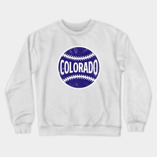 Colorado Retro Baseball - White Crewneck Sweatshirt